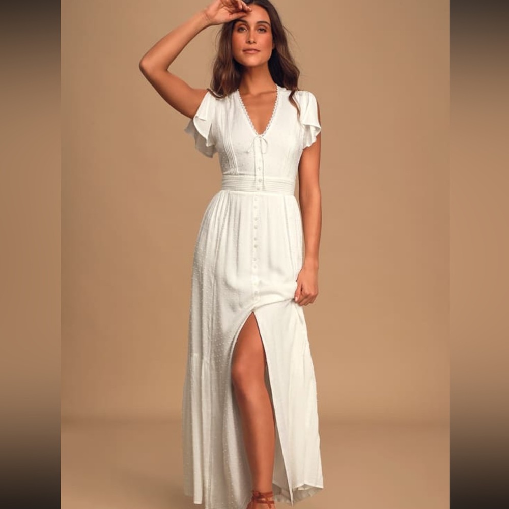 LULUS white maxi dress. Worn once